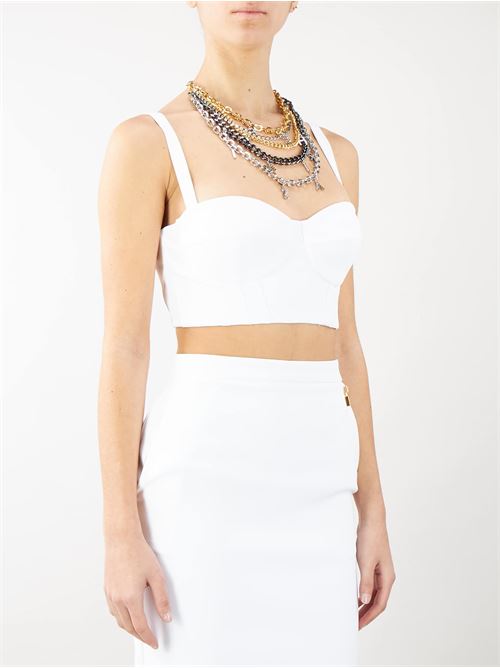 Double stretch crepe bustier top with necklace Elisabetta Franchi ELISABETTA FRANCHI | Top | TO01742E2360
